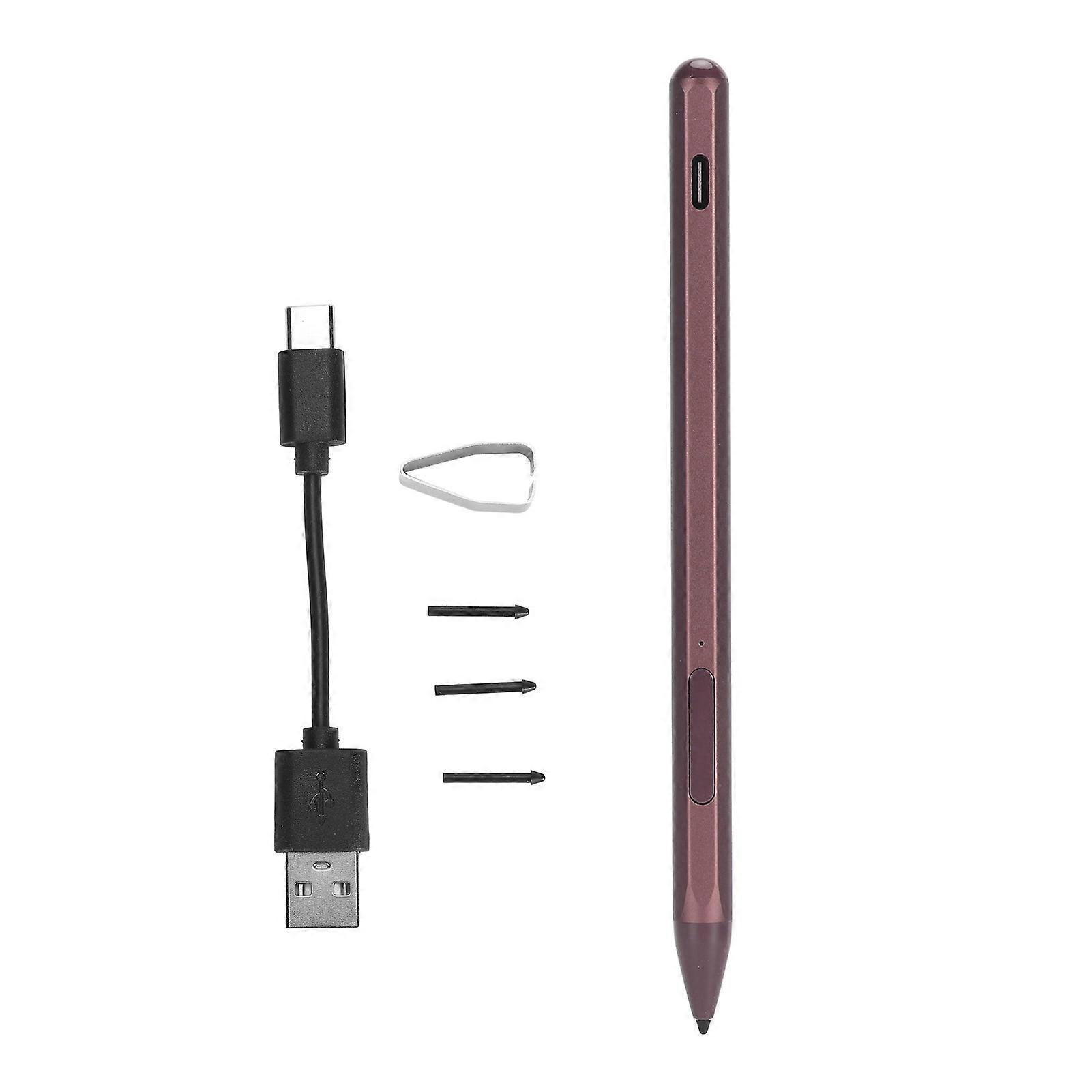 Laptop Stylus Pen Rose Red with 4096 Pressure Sensitivity Rechargeable Active Pen MPP 2.0 Tilt Palm Rejection with 3 Replacement Nibs
