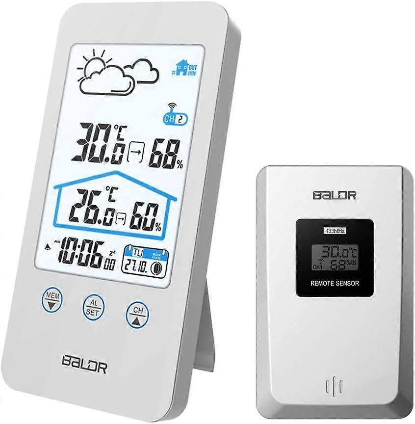 Digital Thermometer Hygrometer, with Outdoor Sensor ,Barometer Backlight Time Display