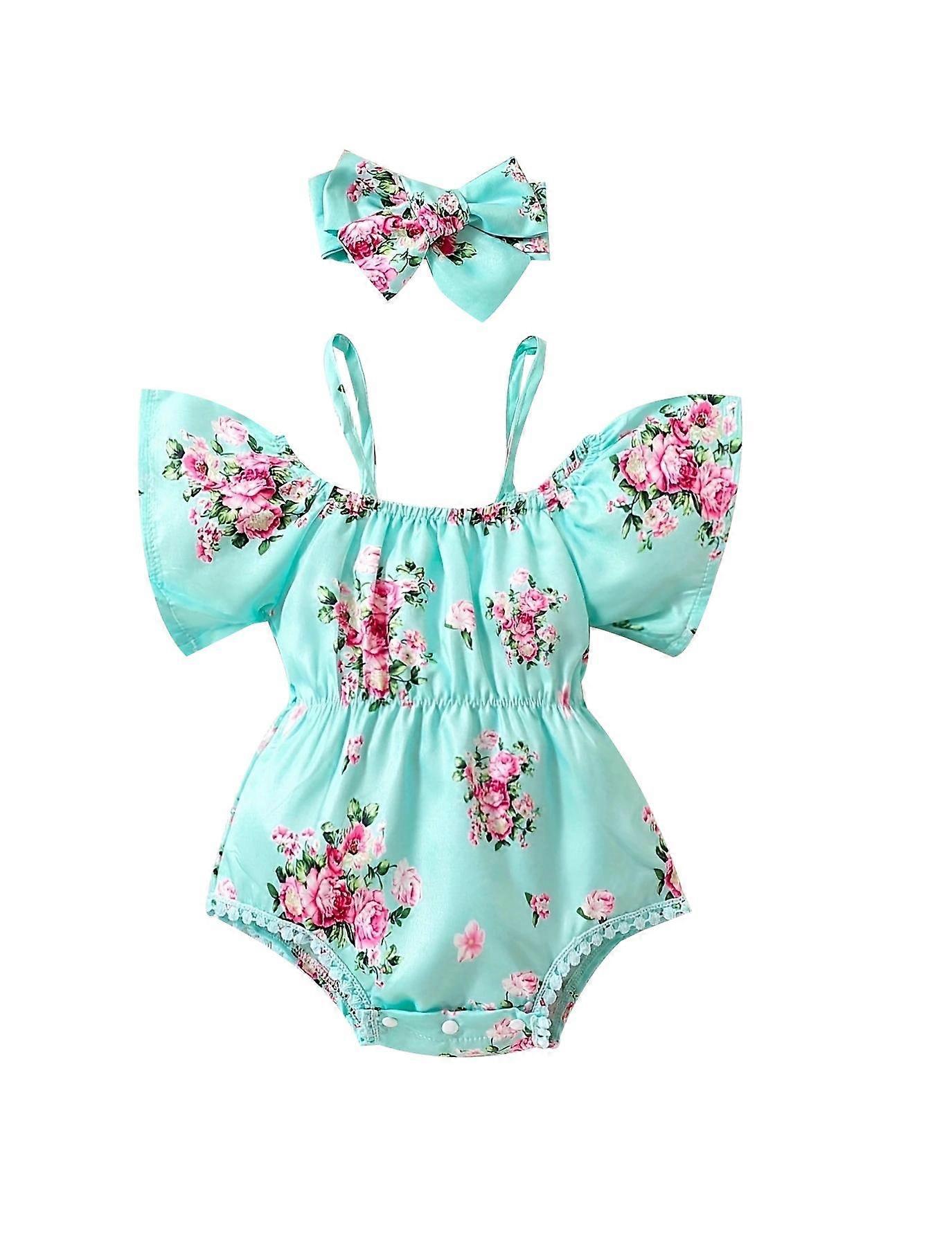 Baby Girls Onesie Short Sleeves Cold Shoulder Baby Clothes