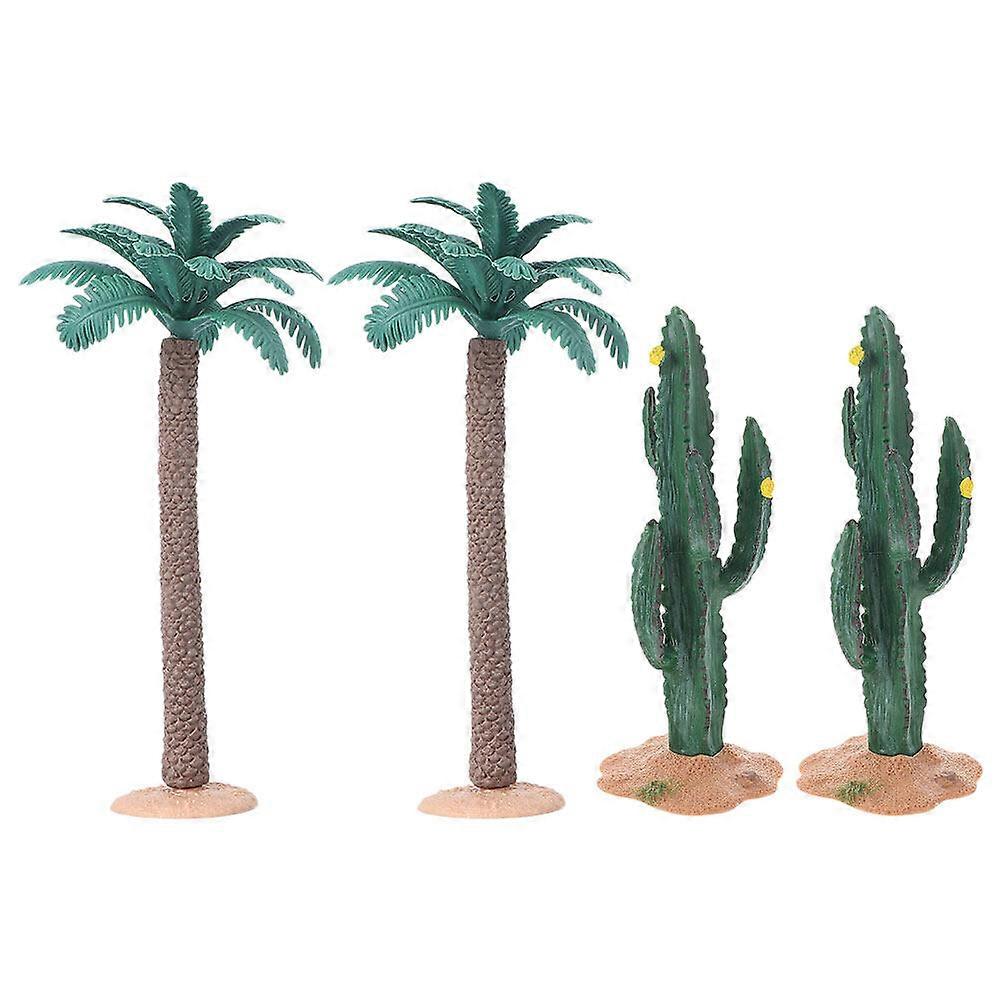 1 Set Micro Landscape Trees Models Realistic Small Plant Decor Sand Table Miniature Cactus And Coconuts Tree