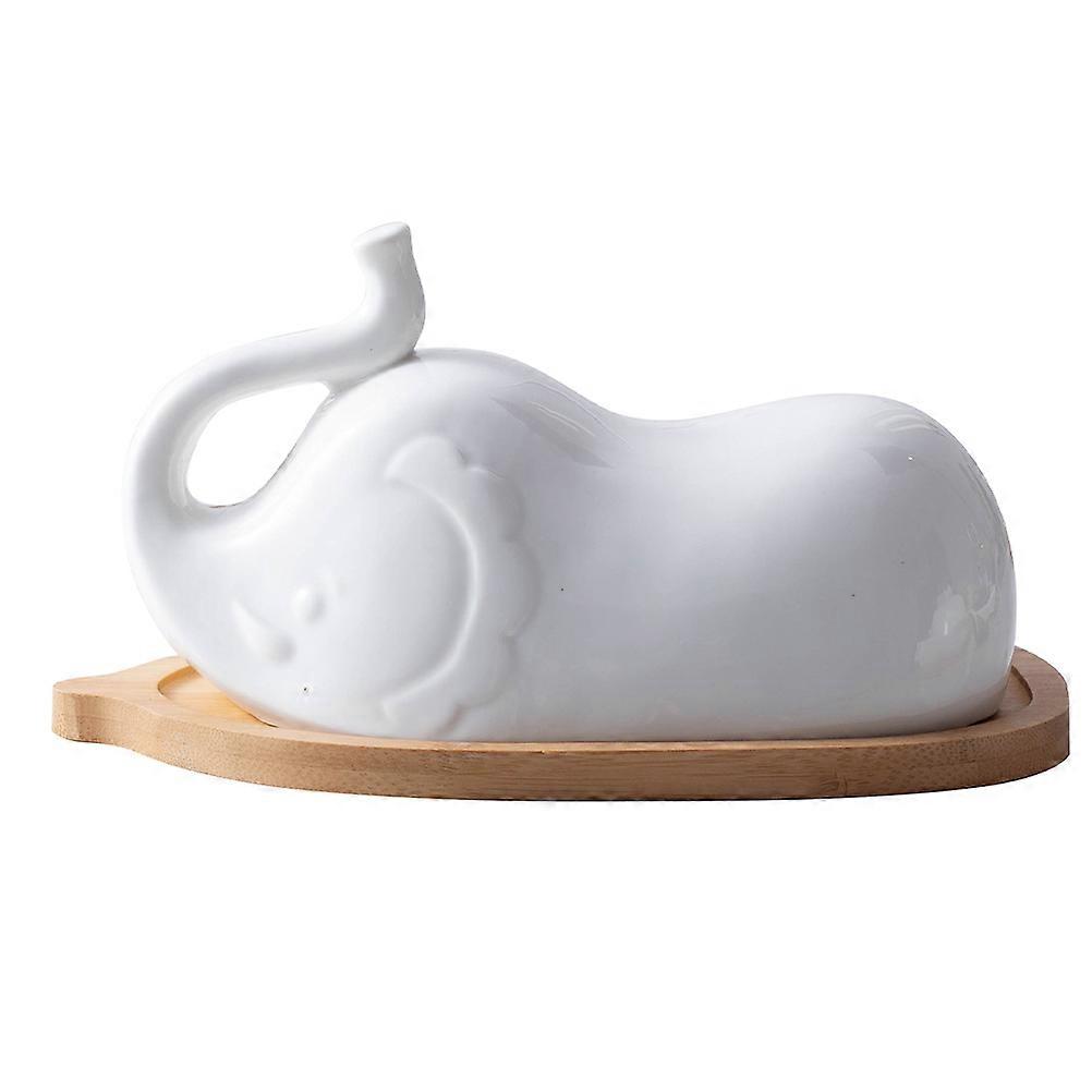 1 set of Food Container Butter Plate with Lid Elephant Design Kitchen Dish