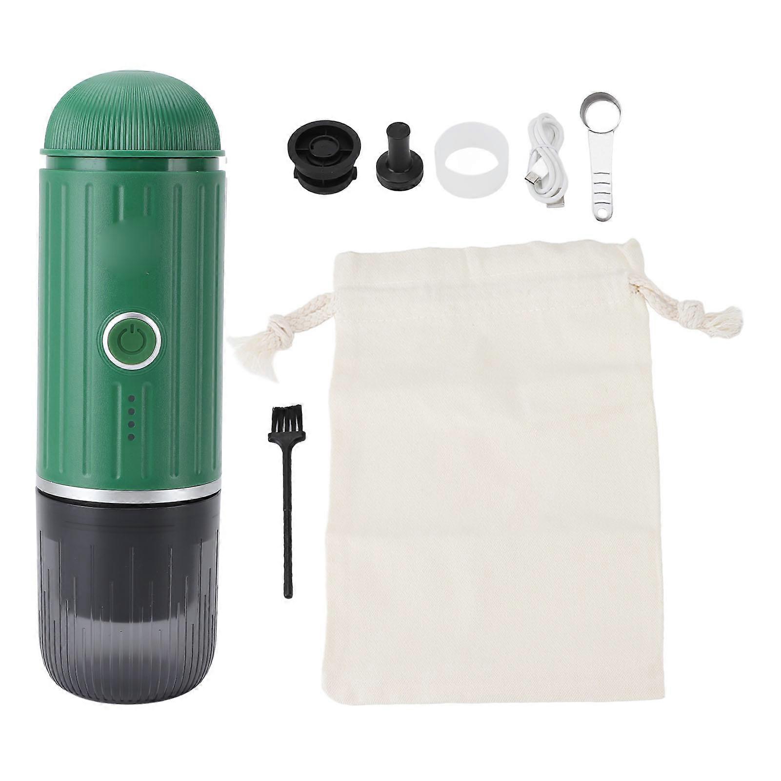 Portable Coffee Maker 19 Bar Pressure High Oil Extraction Mini Coffee Machine for Home Travel Office Green