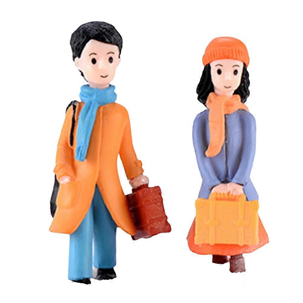 2 قطعة صغيرة الشباب زوجين PVC تمثال اليدوية الحرف بونساي الجنية حديقة ديكور Qinhai