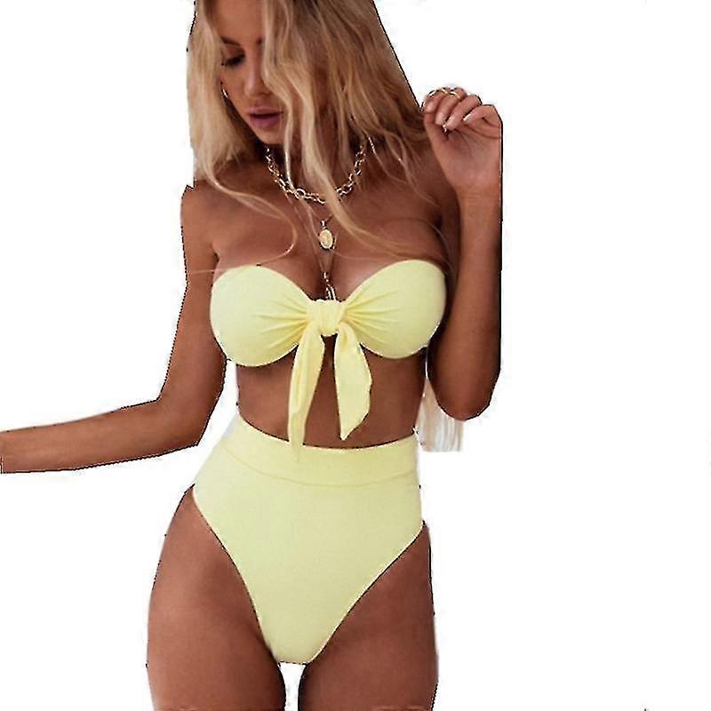 Ensembles de bikini nœud pour femmes deux pièces maillot de bain Tube Top Taille haute
