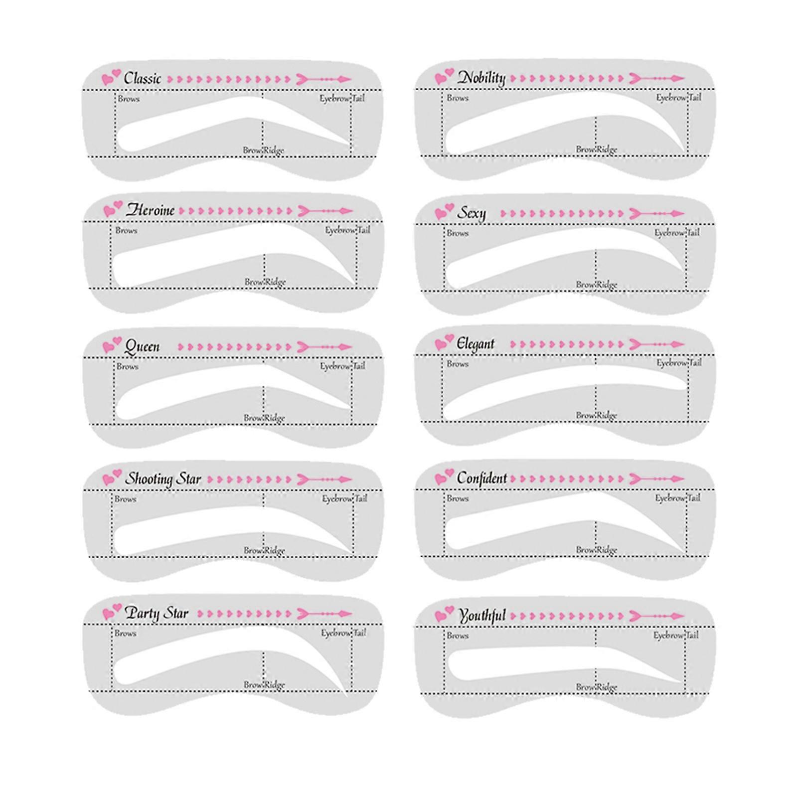 10Pcs Eyebrow Stencils Precisely Position Attach Tightly Cost-saving One Step Eyebrow  Template Kit for Girl