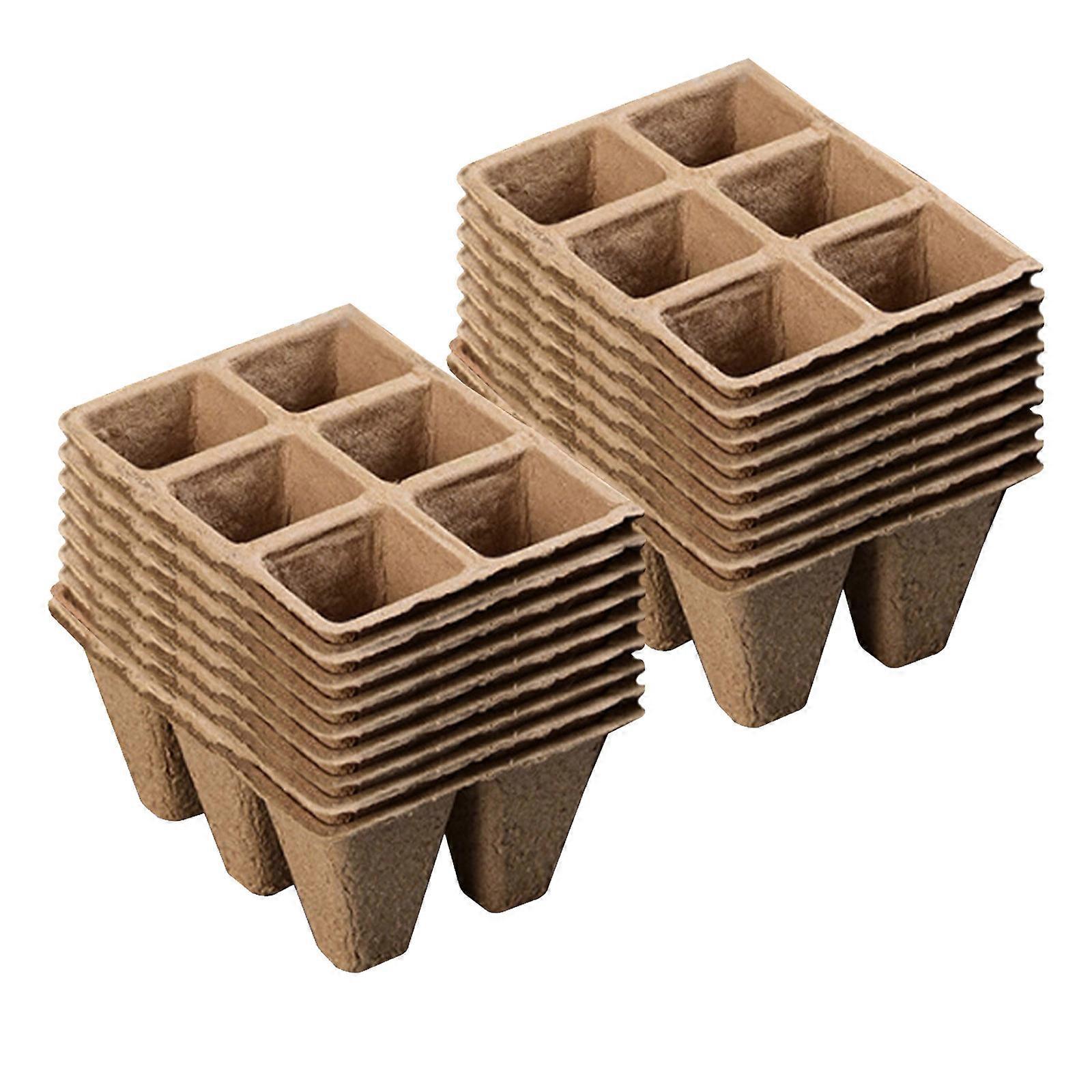 Degradable Peat Pots Seed Starter Trays Seedling Pots Germination Trays 6 Cells 20pc