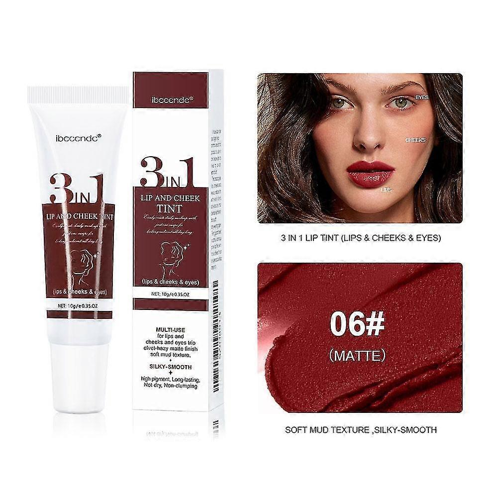 3 In 1 Cheek And Lip Mud Makeup Clay Lipstick & Blush Three-use High Pigmented Long Dry Not Lasting Eyeshadow