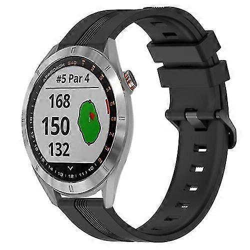 For Garmin Approach S40 20mm Concave Striped Slicone Watch Band FEGR