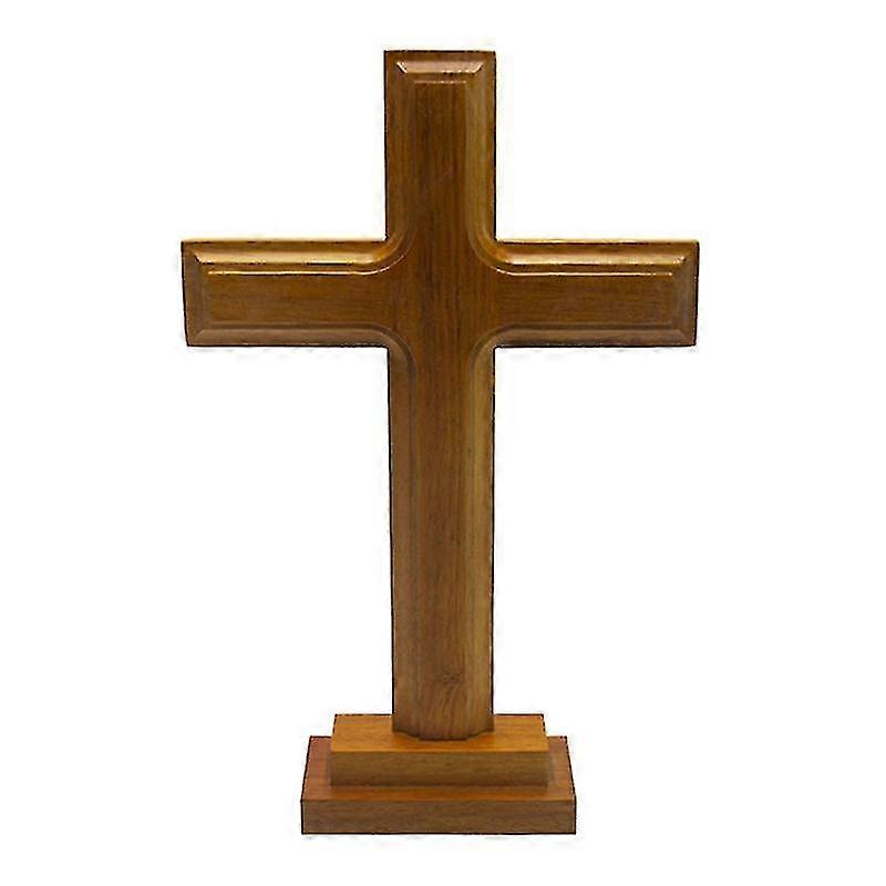 Wooden Standing Cross Decor Altar Cross Th Stand Double-sided Table Cross Gift