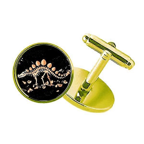 恐竜草巨大なステゴサウルスススタッズビジネスメタルカフリンクスゴールデン