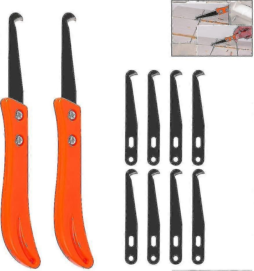 2pcs Caulk + 10 Replaceable Blades, Tile , Tile Tool, Caul Tool Hook Kit