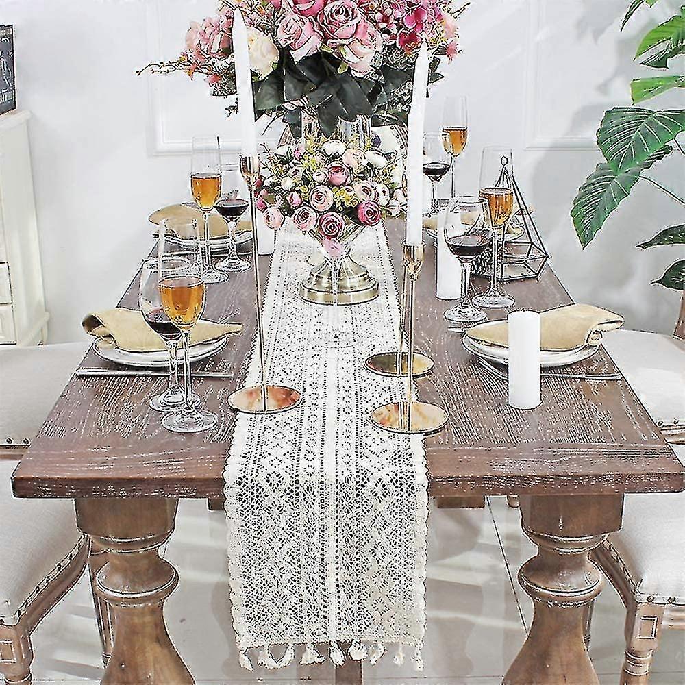 Lace Table Runner Crochet Lace Woven Table Runner With Tassels