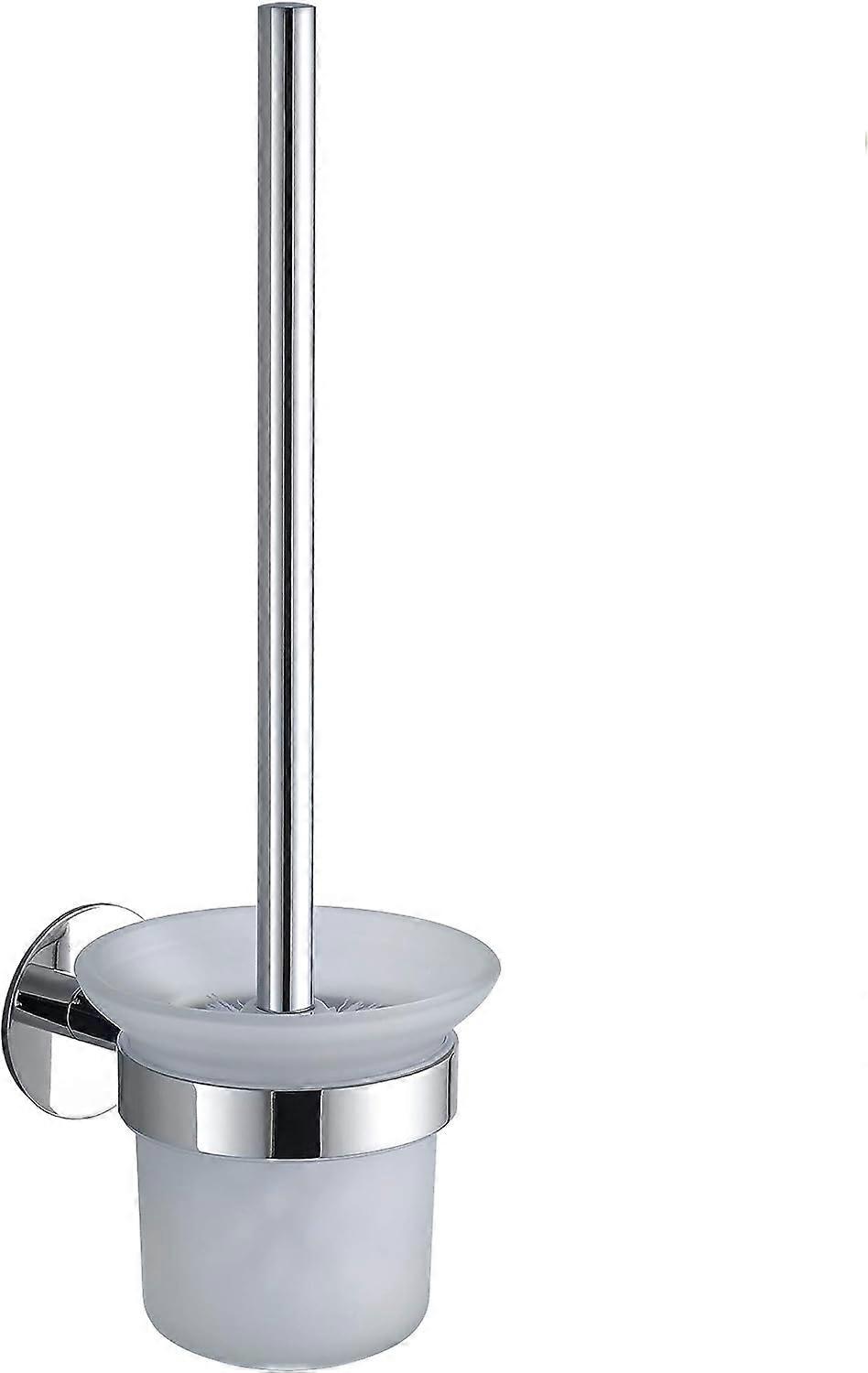 Wangel WC-Brste und Halter WC-Brstengarnitur ohne Bohren, Patentierter Kleber + Selbstklebender Kleber, Edelstahl und Glas, Poliertes Finish