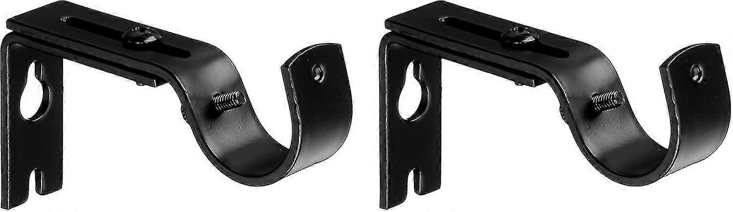 Adjustable Curtain Rod Wall Bracket Hooks, Set Of 2, Black