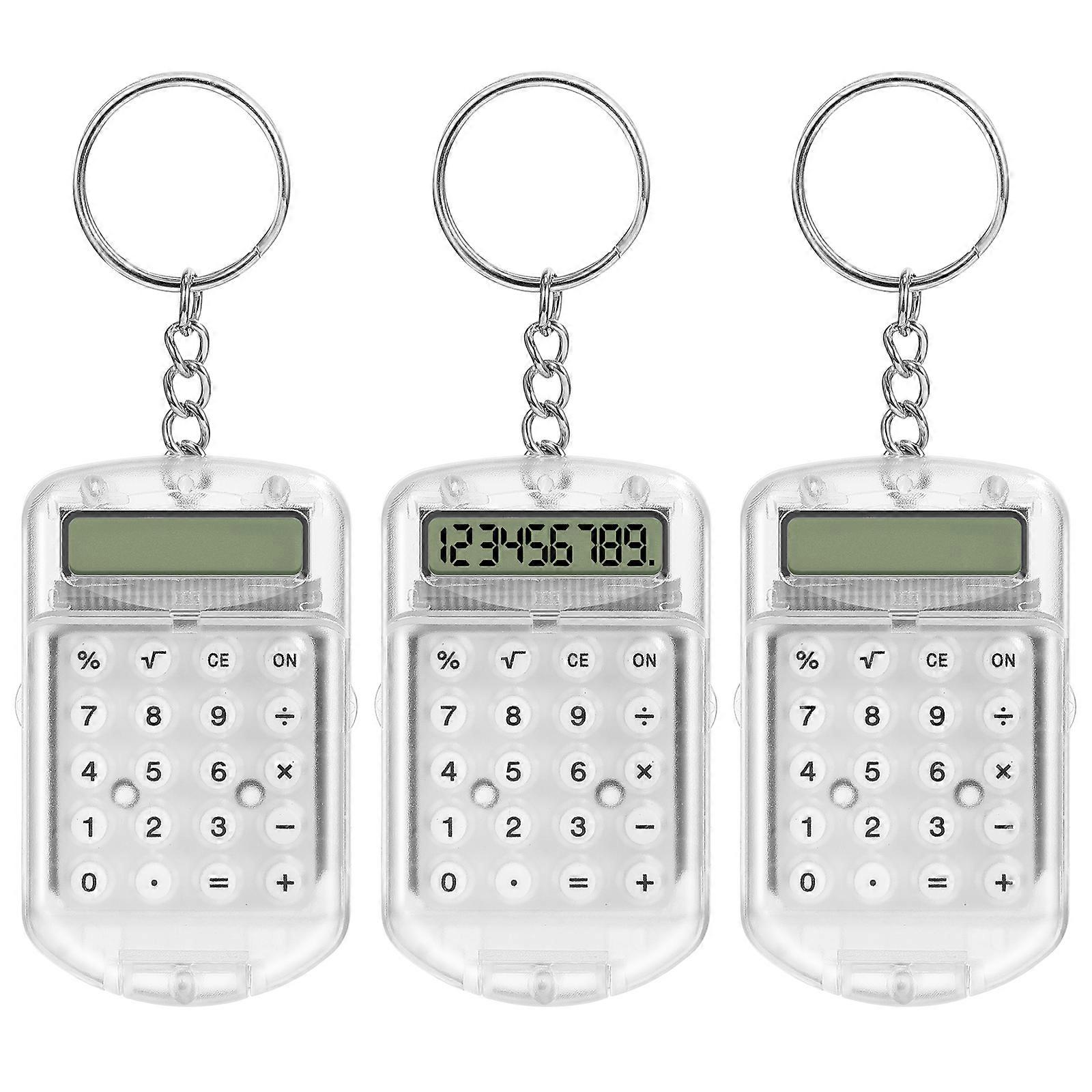 3pcs Mini Electronic Calculator Keychain Tiny Small Pocket Calculator Key Ring
