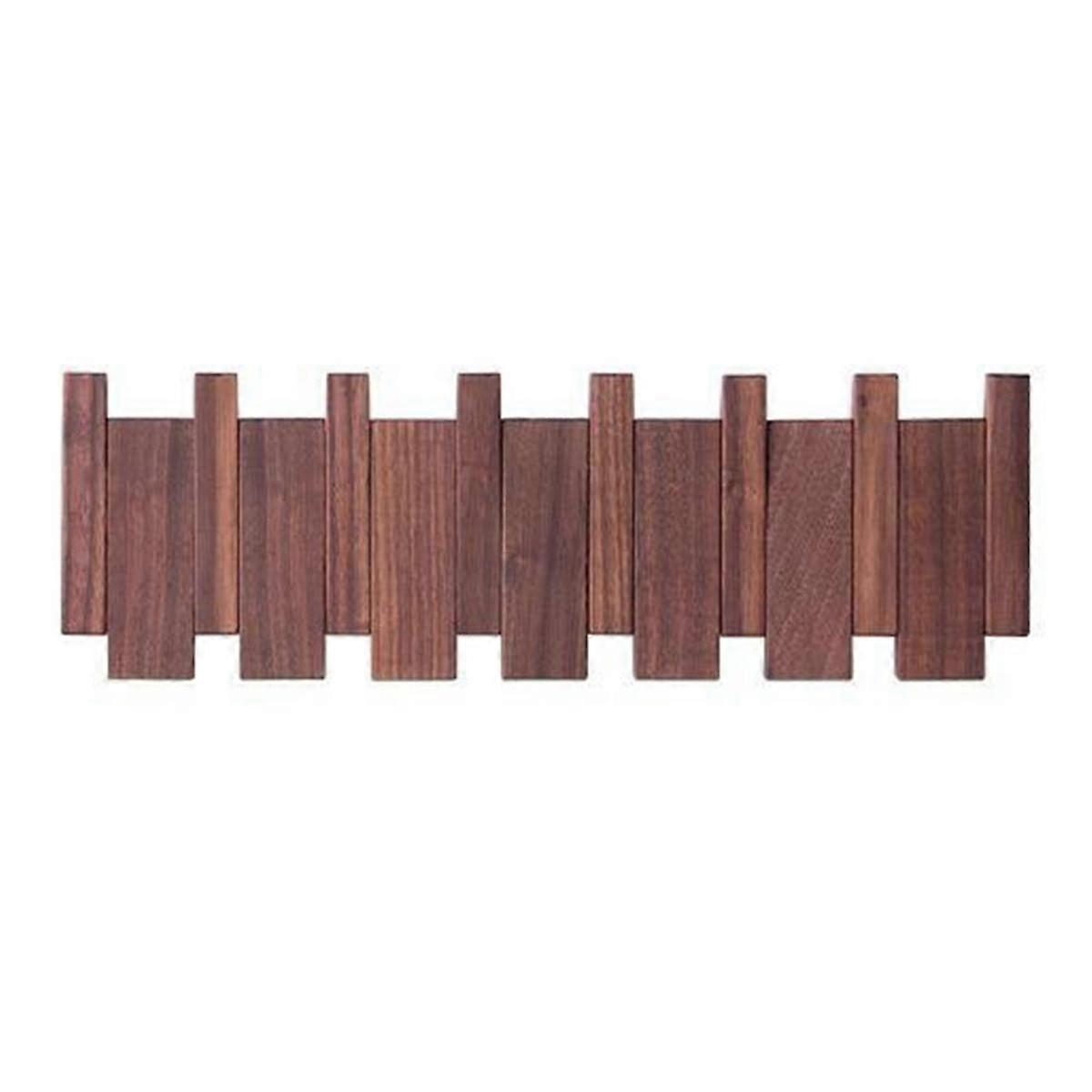 Wall-Mounted Coat Hanger Solid Wood Clothes Hook Door Hanger Coat Rack Home Decoration Walnut 6 Hoo