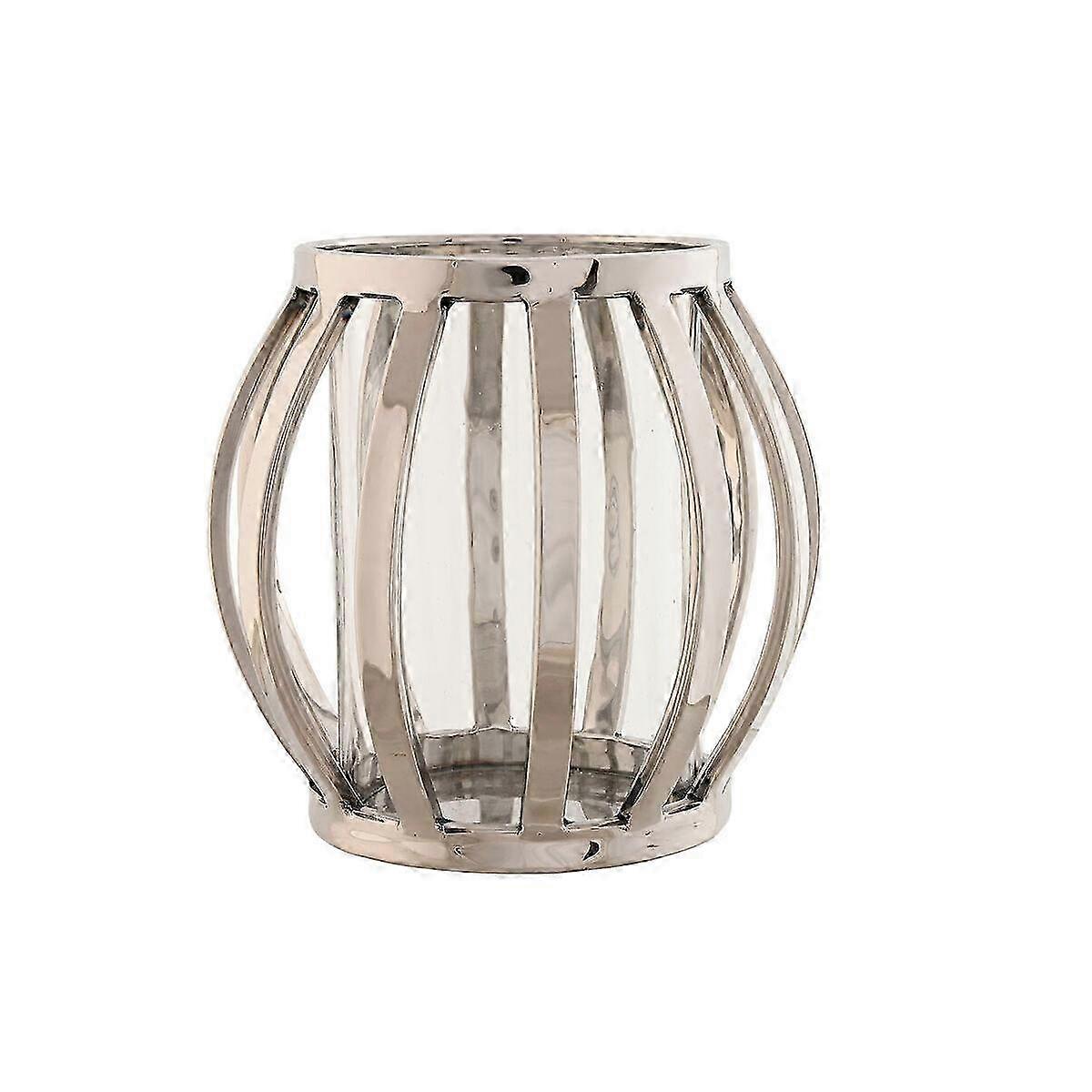 Candle Bowl Home ESPRIT Silver Coloured Crystal Steel 14 x 14 x 14 cm