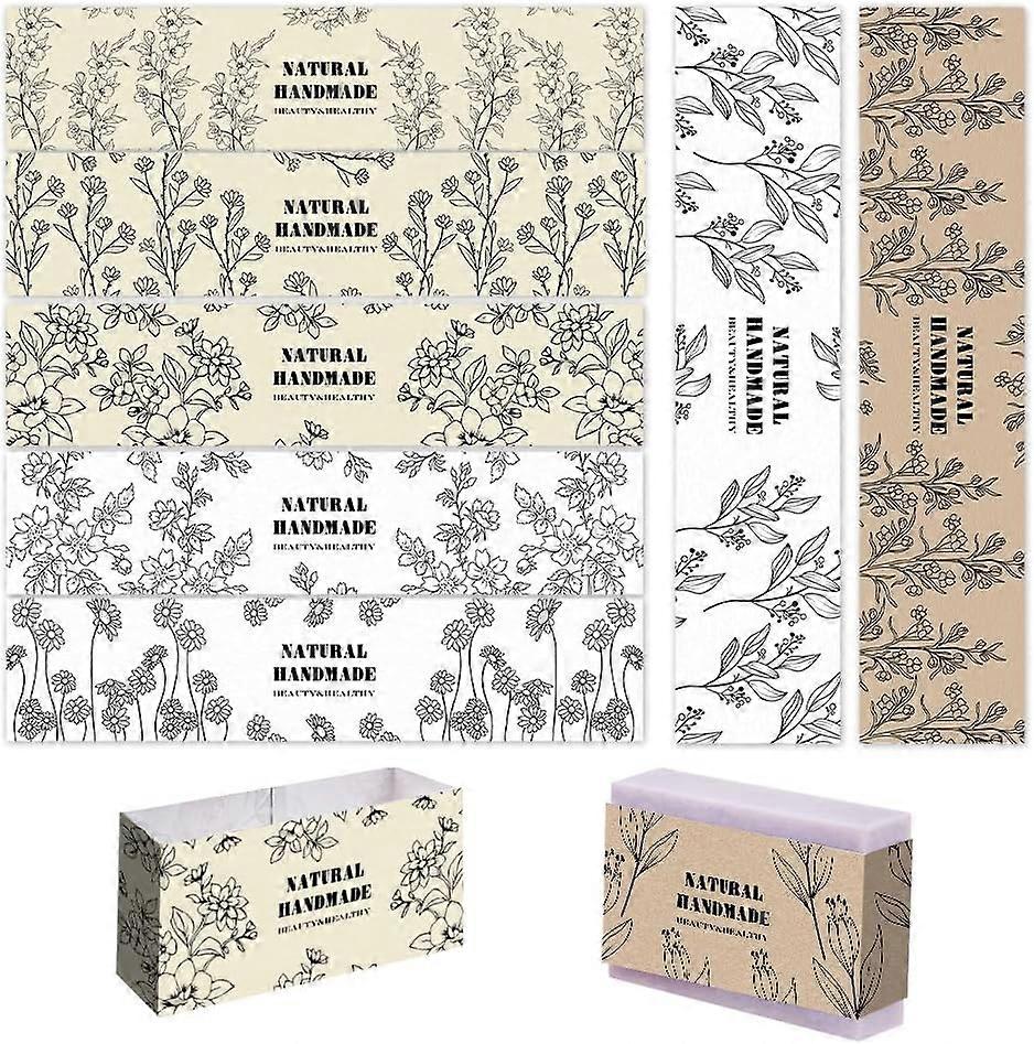 90pcs Plants Soap Wrappers 9 Styles Soap Packaging Paper Soap Wrap Paper Tape Vertical Soap Paper Tag Soap Sleeves Covers for Homemade Soap Bar Packag