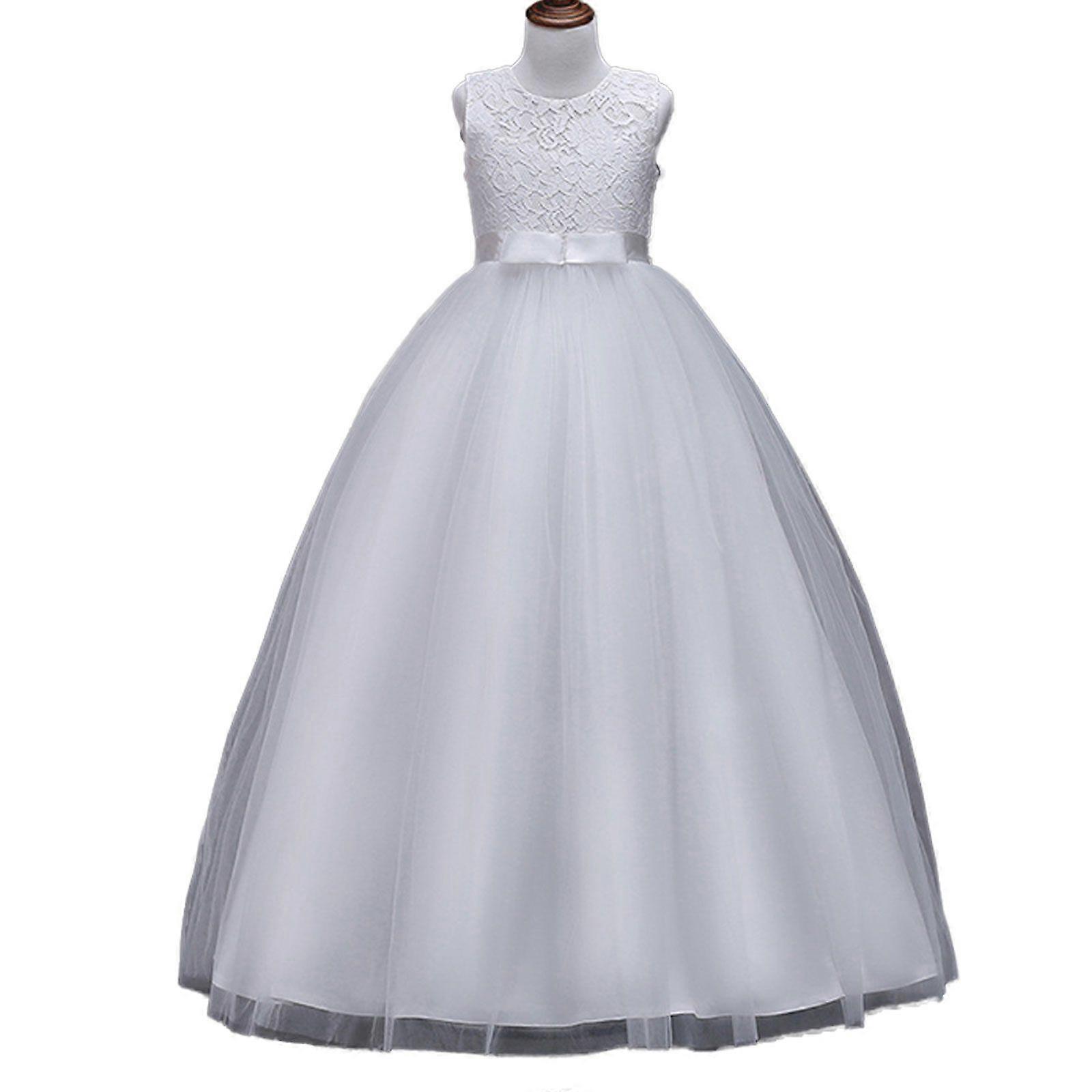 Flower Girls Lace Bridesmaid Elegant Dress Long Wedding Pageant Dresses Tulle Party Gown Fashion Design New