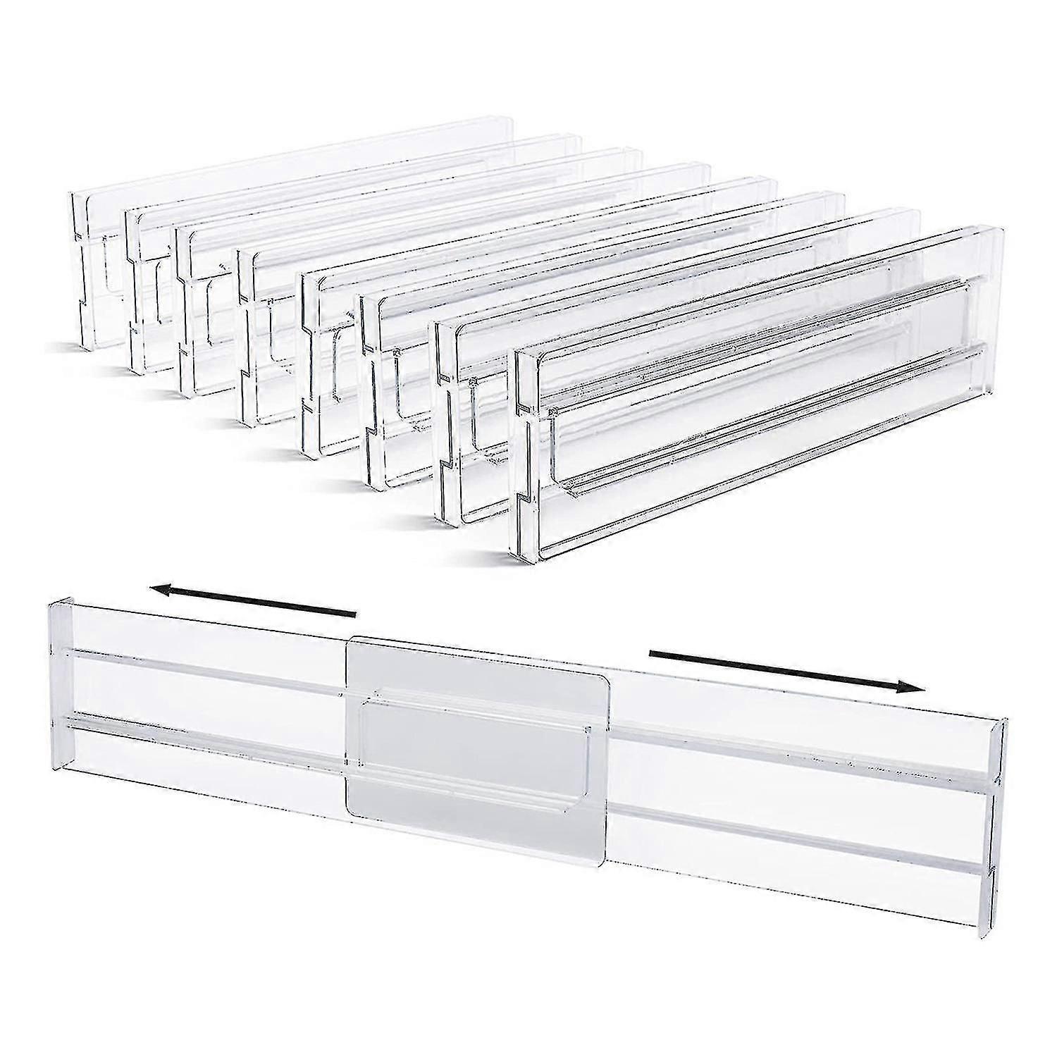 Drawer Dividers 8 Pack, Adjustable Drawer Organizer, Clear Plastic
