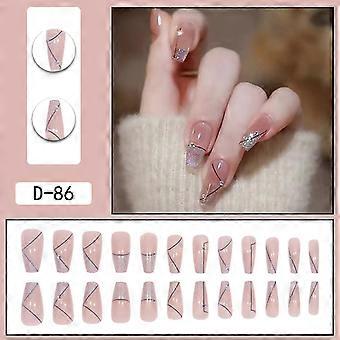 Flash Poudre Blanc Faux Ongles Medium Uv Gel Ongles Élégants Faible Couleur Colle Modèles