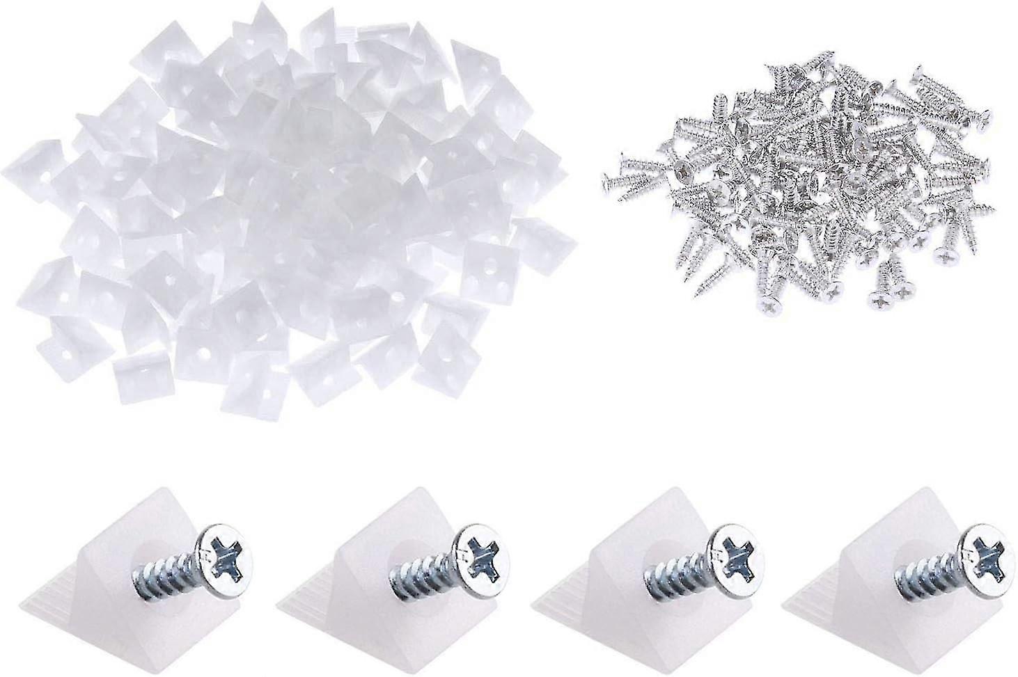 100 Pas Furniture Chest Drawer Bottom Repair Fixing Mending Wedges Drawer Plastic Angle Code Braet Fastener With Screws, White