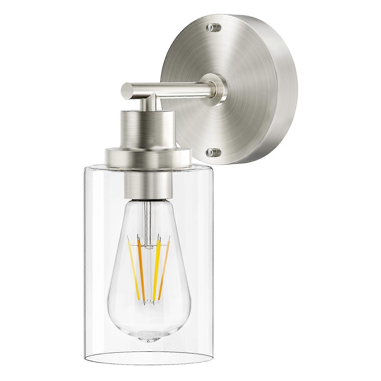 Brushed Nickel LED Wall Sconces with Clear Glass Shade, Modern Design for Indoor Lighting, 3000K Warm White, Adjustable Angle