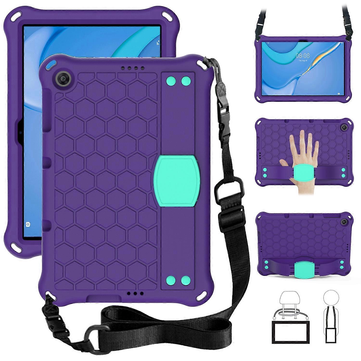 For Huawei MediaPad T10 9.7 / T10 10.1 Honeycomb Design EVA + PC Material Four Corner Anti Falling Protective Shell with Strap