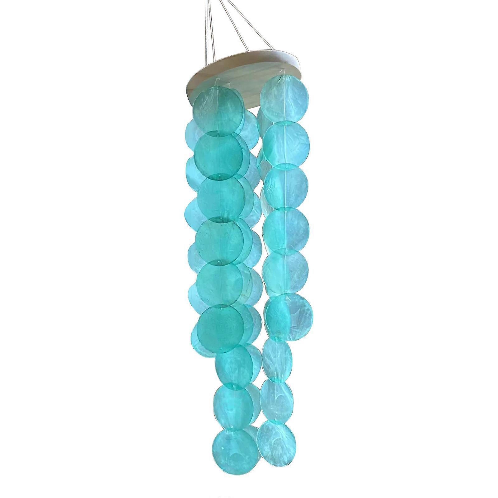 Colored Capiz Shells Wind Chimes for Garden Decoration Enhances Outdoor Decoration with Soothingly Sounds  Peacock Blue