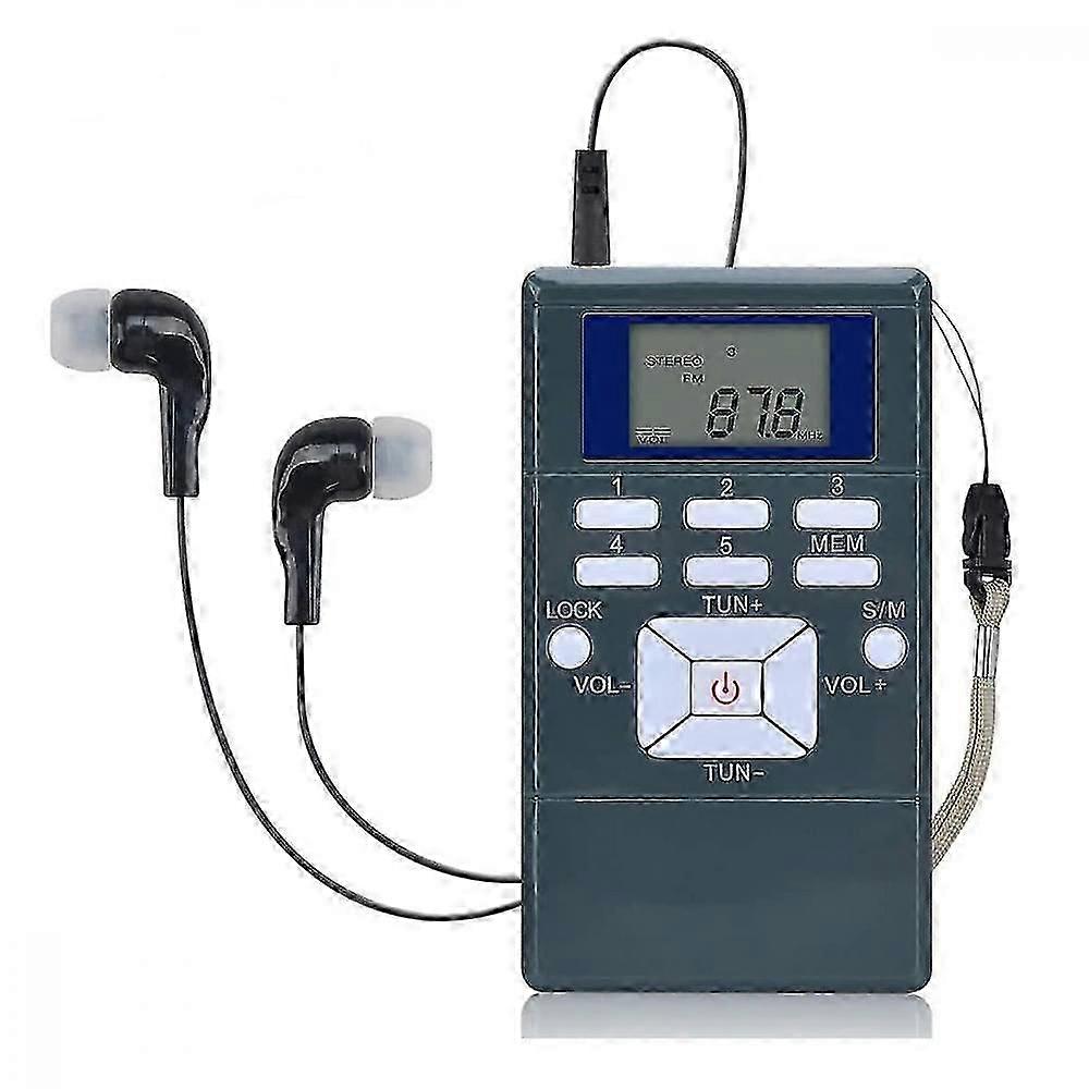 Fm Radio Portable Mini Stereo Radio With Earphones, Battery Powered For Simultaneous Interpretation Mip