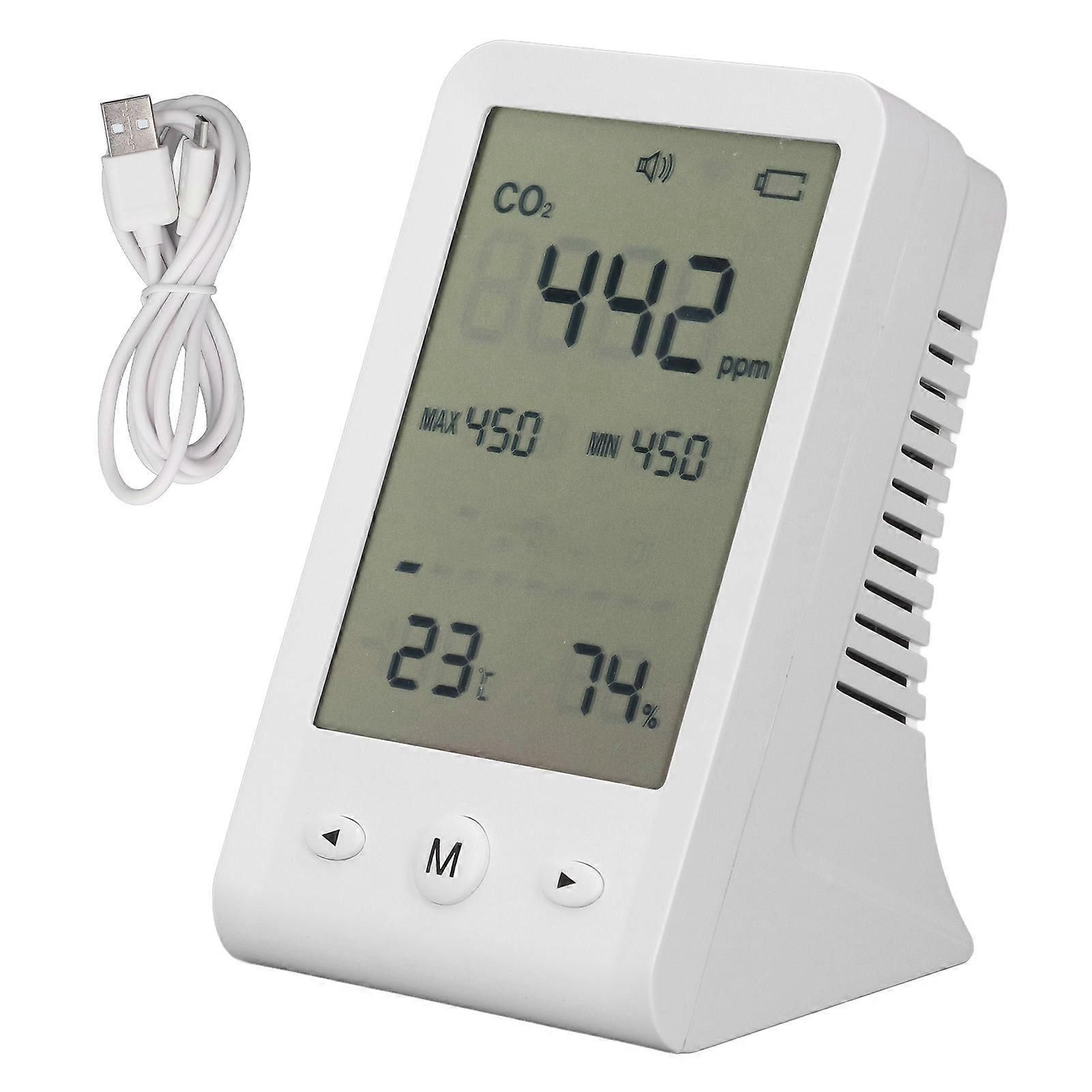 CO2 Monitor Thermometer Hygrometer High Accuracy Desktop CO2 Detector Indoor Air Quality Meter with Alarm