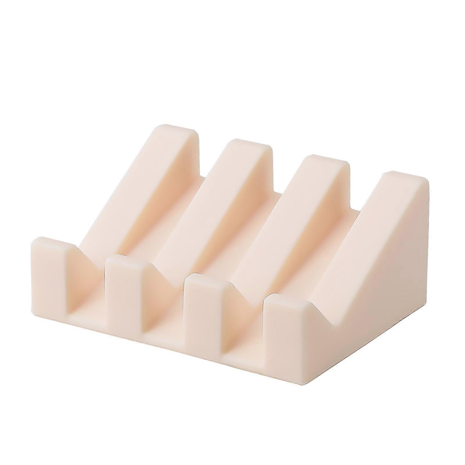 Creatieve Siliconen Zeepbakjeshouder met Schuine Afvoer - Ivoorwit