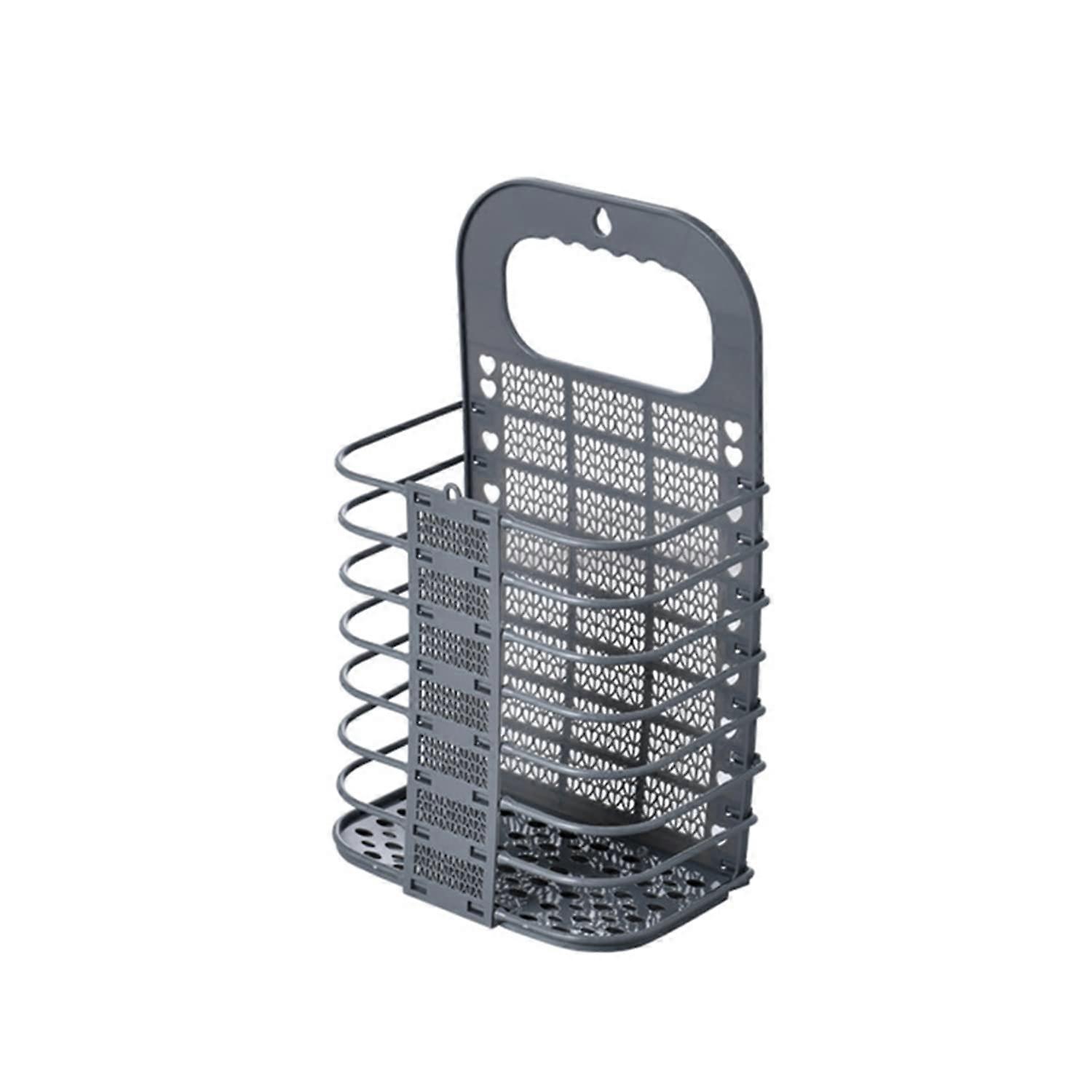 Hanging Laundry Basket Plastic Dirty Clothes Hamper for Home, University Dorm, Grey, Easy-Storage Design