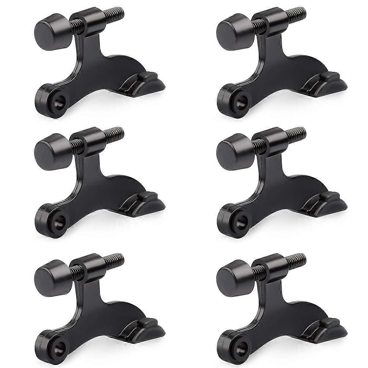 6 Pack Adjustable Door Stoppers 2-1/2"x1-3/4" with Rubber Bumper Tips