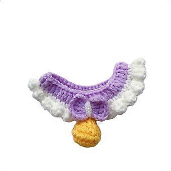 Gentle Meow Pink Handmade Knitted Cat Dog Collar Pet Crochet Silent Bell Scarf Bib Photography Prop Knotbow NecklaceS