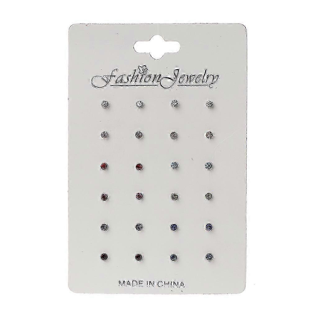 Simple 12 Pairs Earring Stud Ear Bone Nails Rainbow Cubic Zircon Stud Earrings