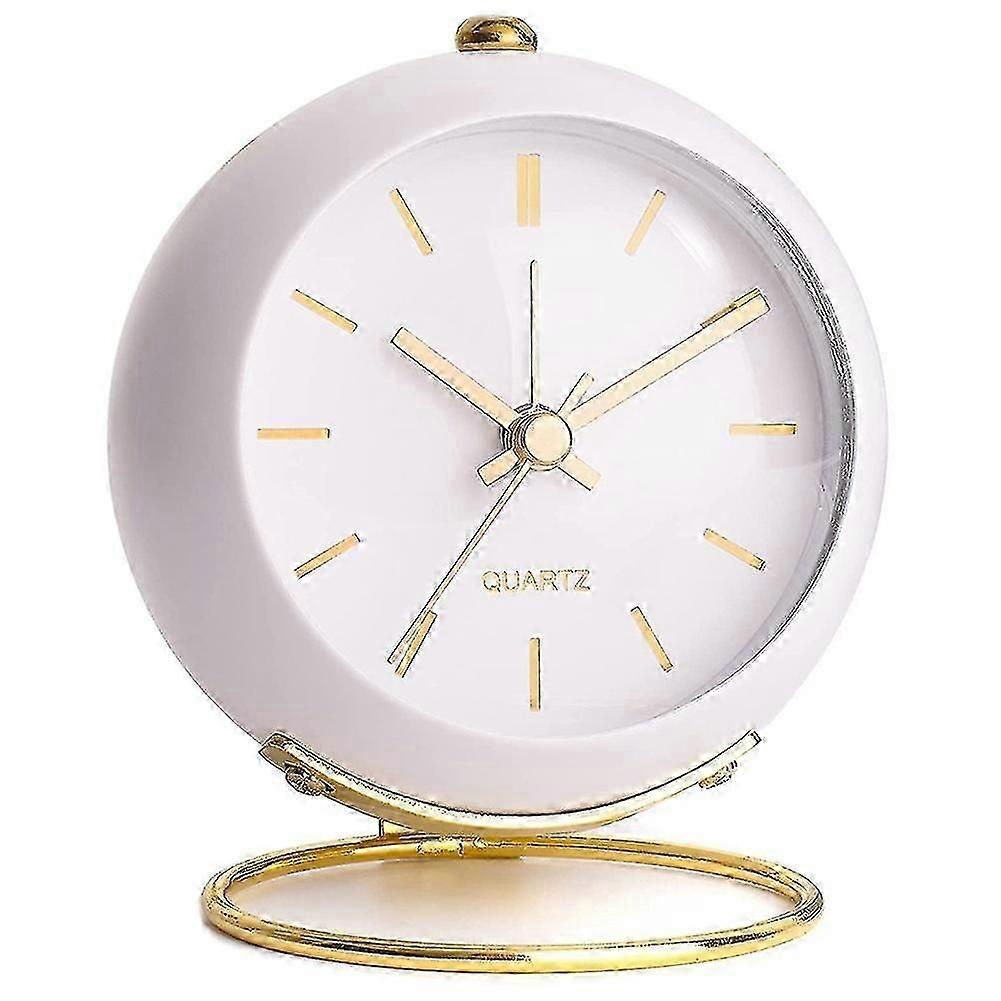 Battery Operated Desk Alarm Clocks With Light,retro Silent Analogue Small Clock,table Bedside Alarm