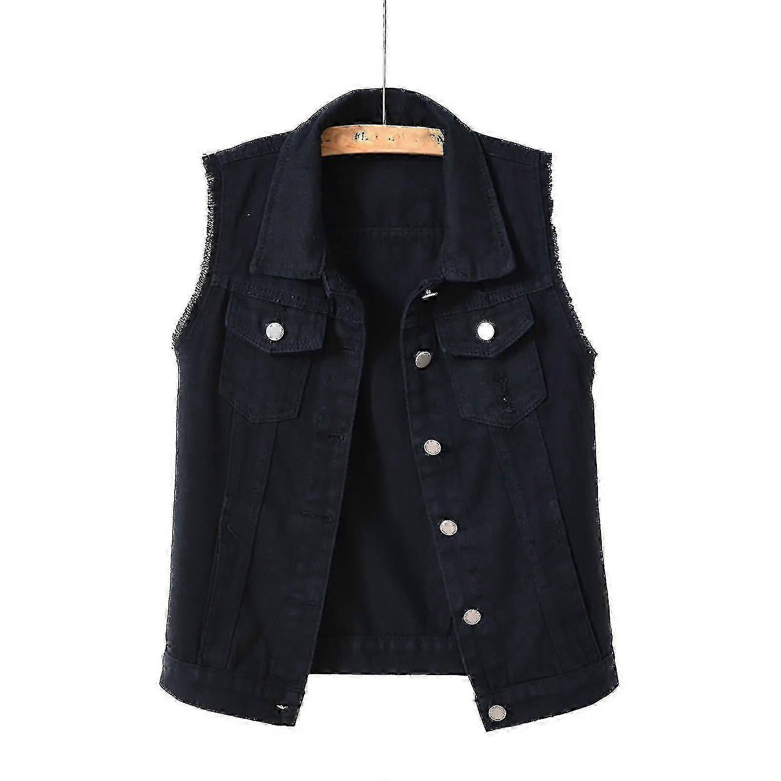 Women's Spring And Autumn Coat Solid Color Sleeveless Denim Jacket Jacket