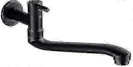 Mitigeur de lavabo Robinet d’eau froide mural noir pour machine à laver, vadrouille, piscine, robinets de jardin (21cm) f74