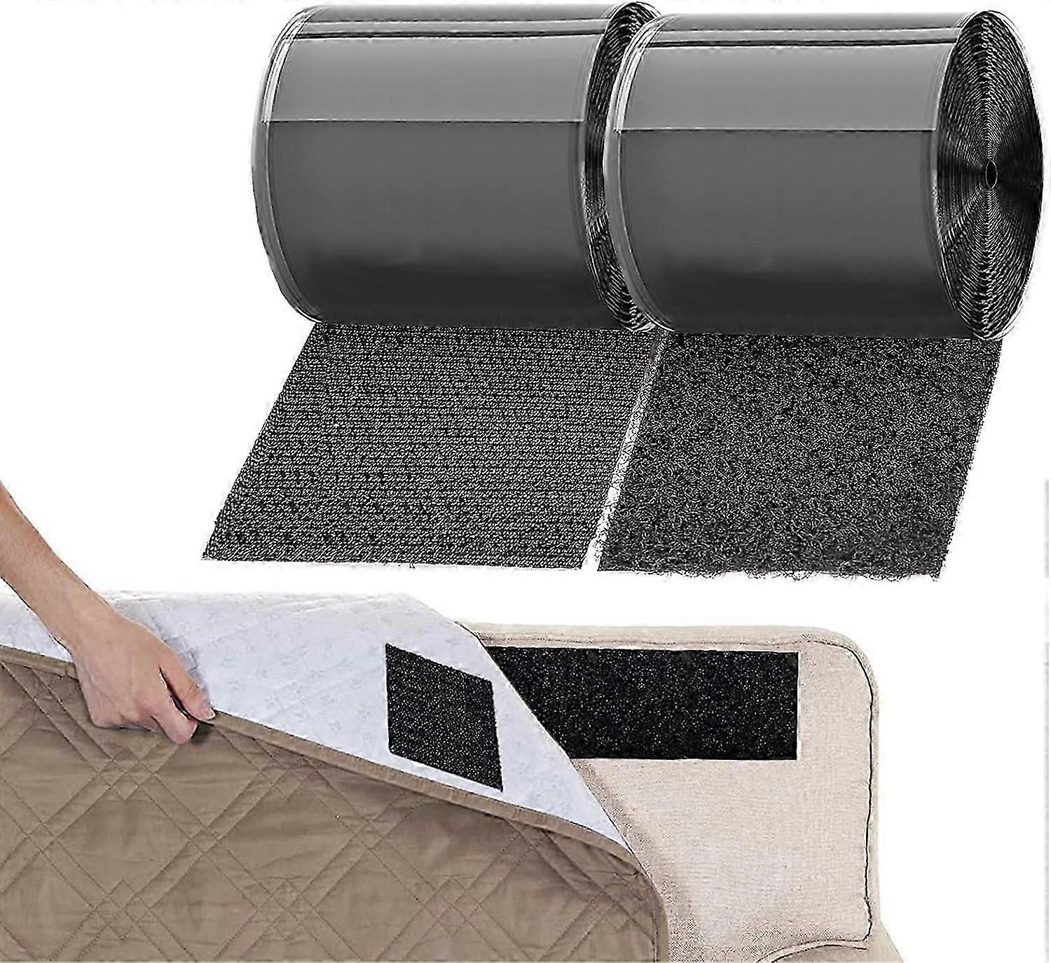 11cm X 6m Non Slip Sofa Sticky Pads, Stop Sofa Cushion & Mattress Slipping, 110mm Self Adhesive Hook and Loop Tape for Home Office Applications with S