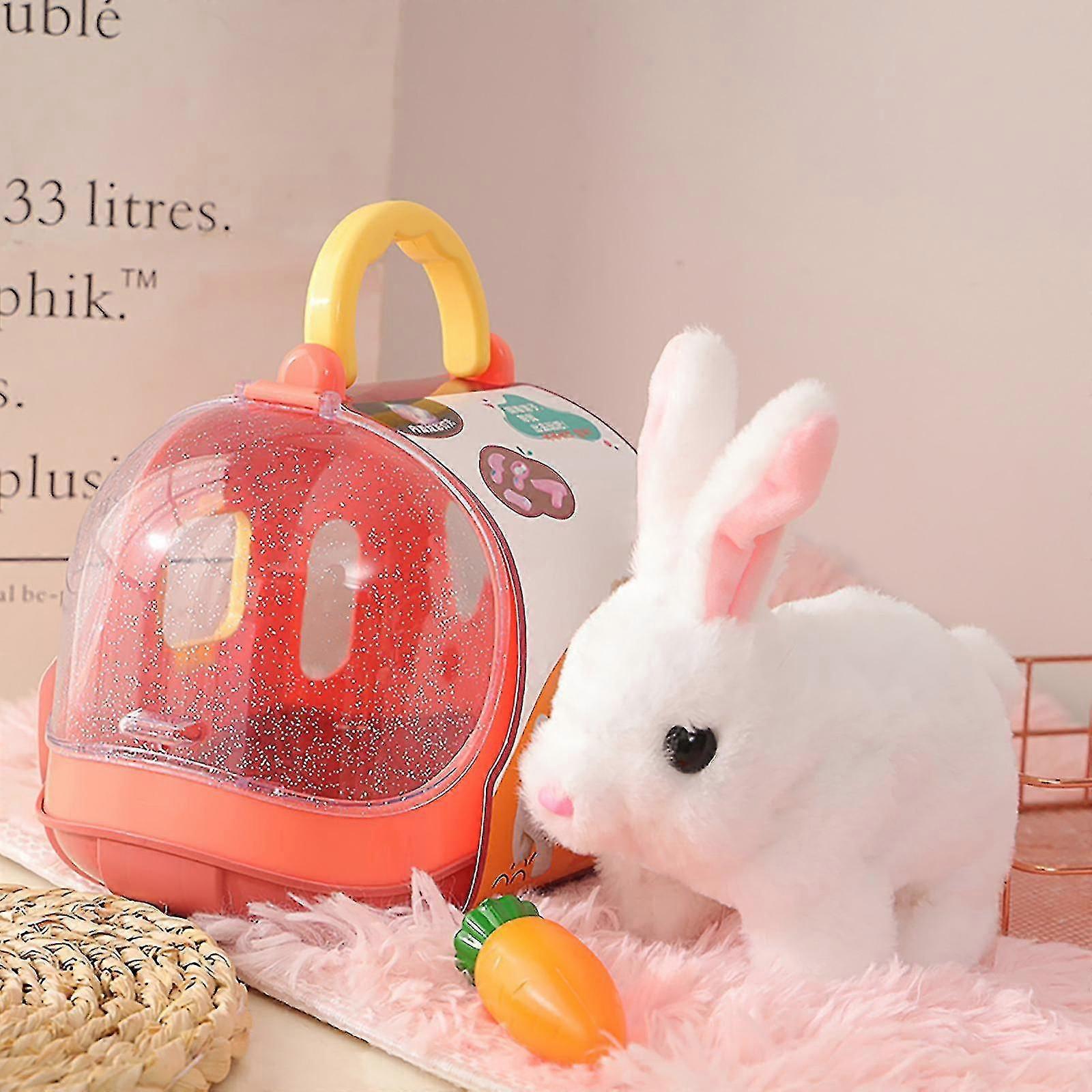 Electric Cute Walking Talking Rabbit Puppy Plush Toy Pet Cage Toy Set ...