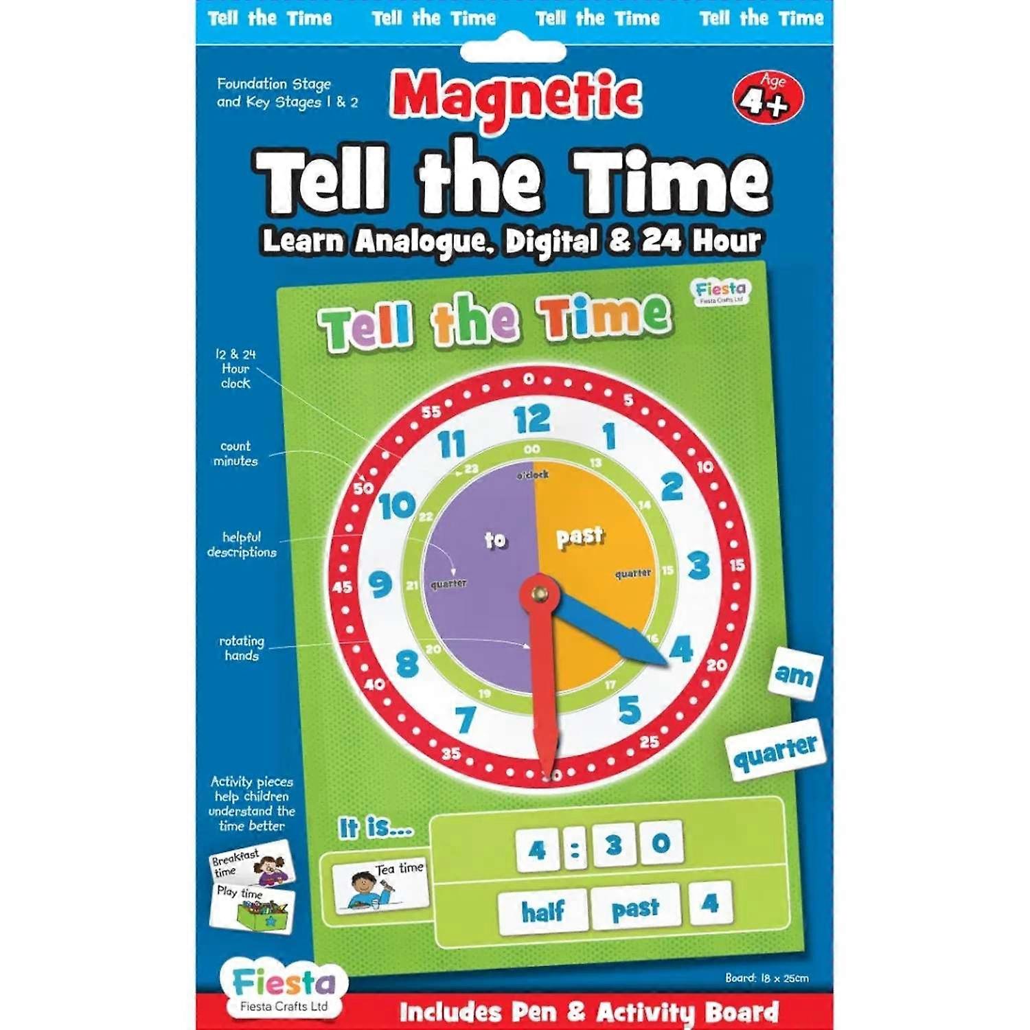 Fiesta Crafts Magnetic Tell The Time - Magnetic Kids Clock Set with 58 Magnets