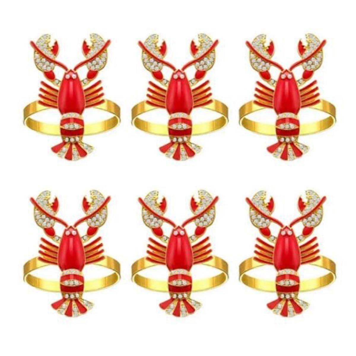 6個ロブスターナプキンリングザリガニナプキンリングナプキンバックルテーブルセッティング装飾海岸のテーマの結婚式など