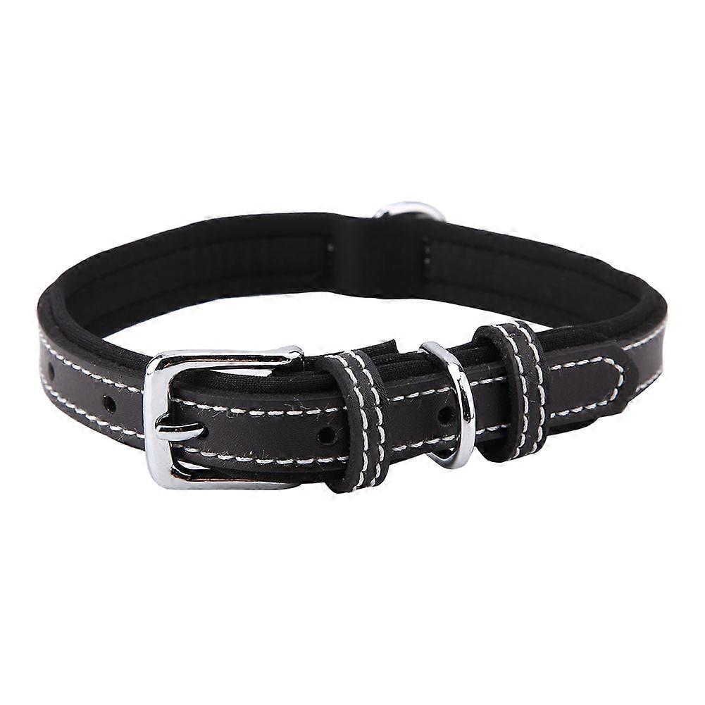 Adjustable PU Leather Dog Collar with Soft Diving Cloth Lining for Medium to Large Pets, Durable and Comfortable