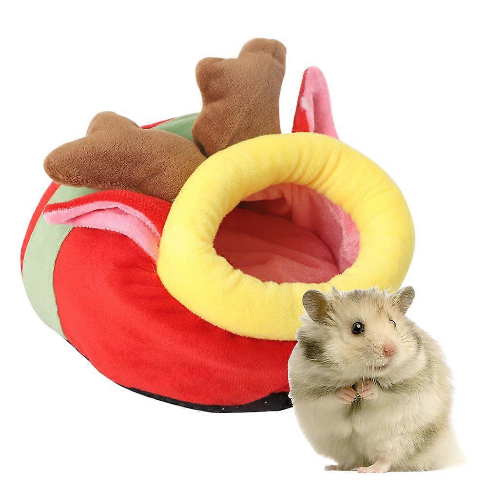 Plush Deer Shape Mini Pet Nest for Hamsters, Hedgehogs, and Squirrels - Warm Sleeping Bed for Small Animals