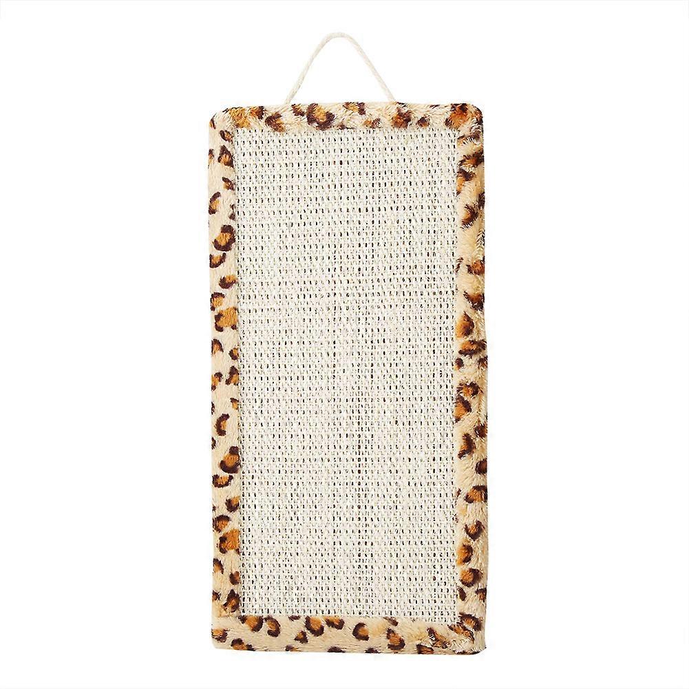 Sisal Hanging Cat Scratch Pad with Catnip, Leopard Print Claw Board for Kittens and Adult Cats, Durable Pet Toy