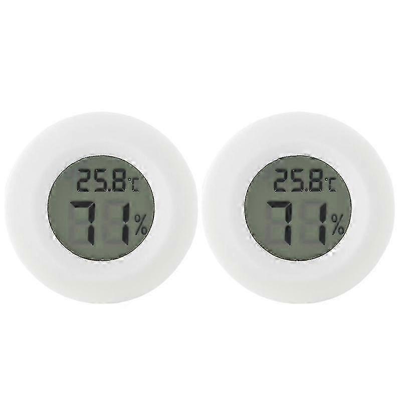 2pc Round Shaped Digital Thermometer Hygrometer Humidity Meter Temperature Display For Indoor Bedroom Home Use Without Battery (white)