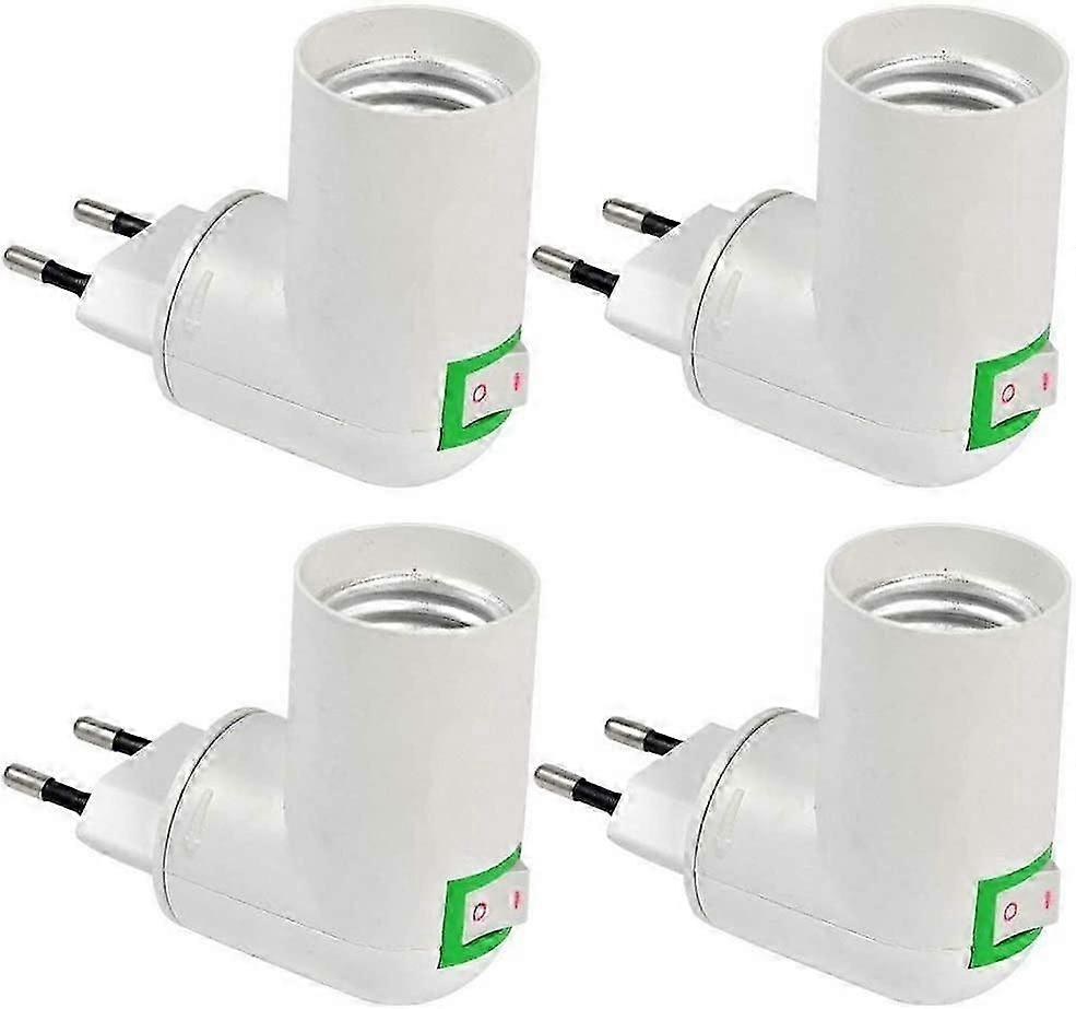 E27 Socket with Wireless Switch, Base for E27 LED Light Bulb, Plastic Socket for Quick Lighting, E27 Spotlight, Set of 4