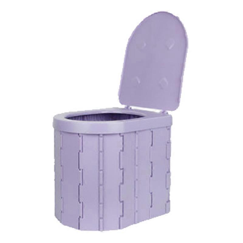 WC pieghevole portatile ABS integrato WC da viaggio ad alta capacità di carico con coperchio per campeggio viola