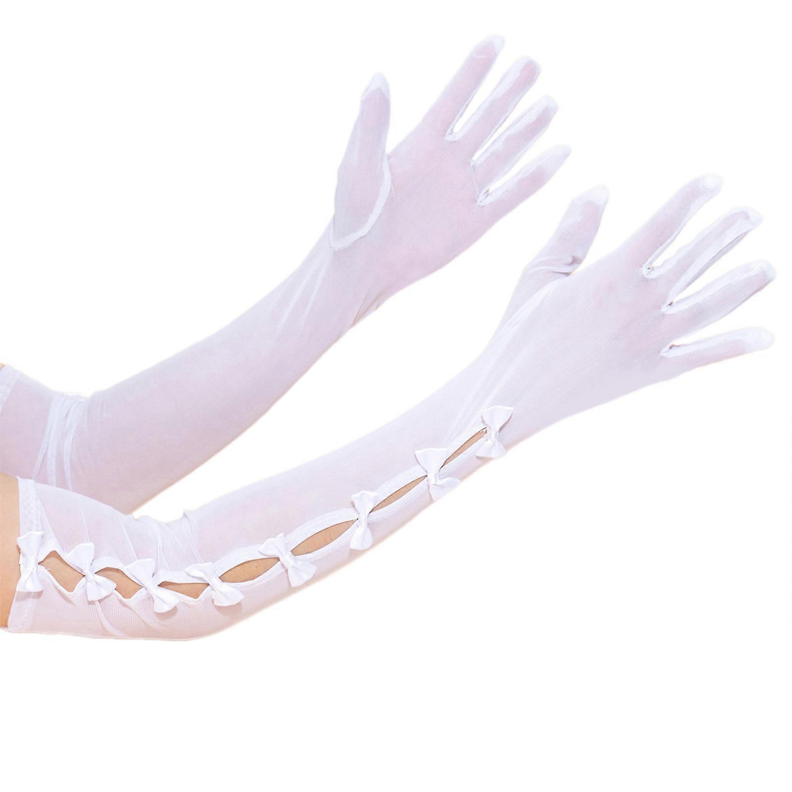 イブニングディナーグローブチュールボウ女性と女の子のための結婚式のプロムス1920年代のテーマミュージカルオペラダンスホワイト